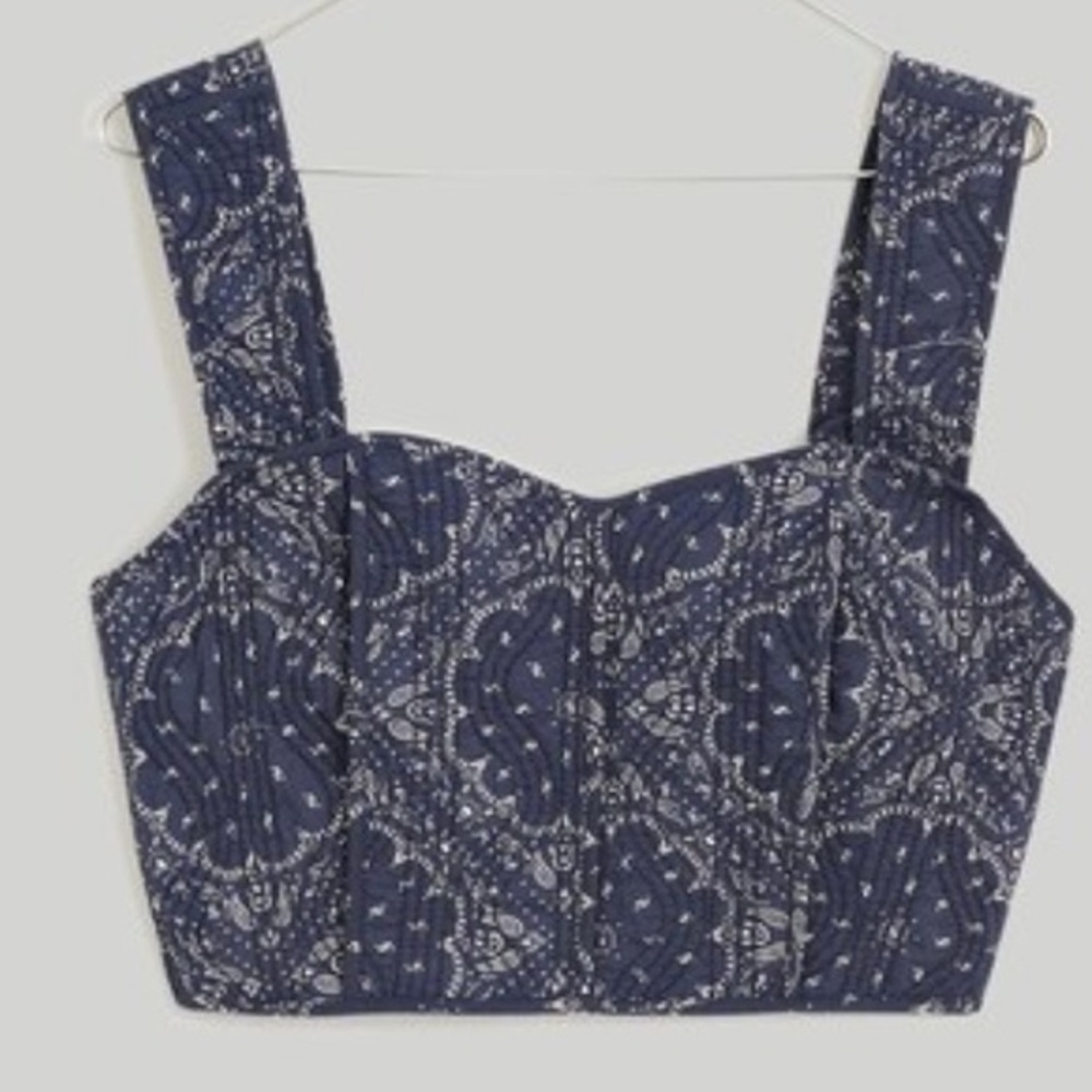 New ▶️ Madewell ◀️ Quilted Sweetheart Crop Top Western Bohemian 14